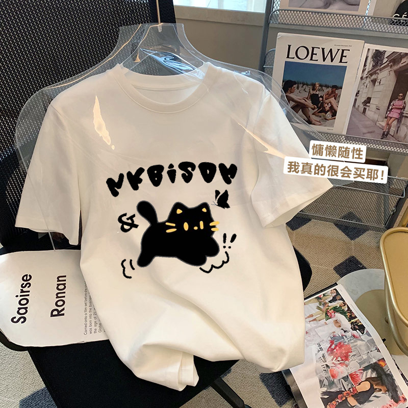 韓國外貿韓版新款夏季短袖T恤女韓版寬鬆慵懶原宿上衣chic港