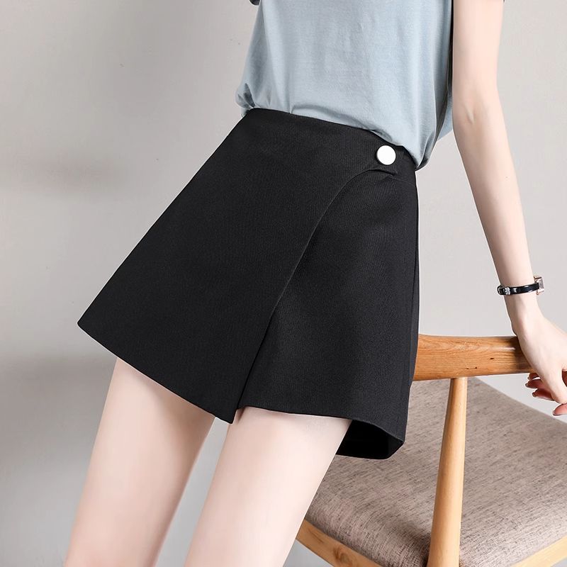 Irregular skirts and pants for women in spring, autumn and winter high waist A-line suit shorts design niche anti-exposure fake two-piece skirt