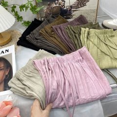 Retro tinel texture folds cold ice silk wide-leg pants for women in summer loose straight slimming and drape sun protection casual pants