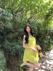 法式寬鬆掛脖連衣裙女裝夏季無袖吊帶裙子海邊度假風超仙a字短裙