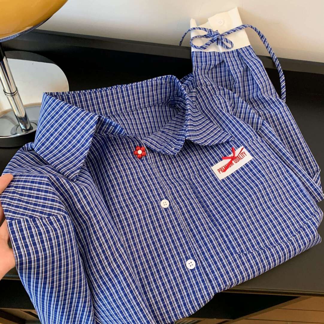 原版做工  廣州原版面料 格紋polo領襯衫女