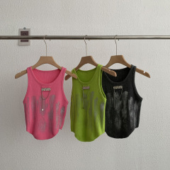 2025 spring and summer niche design sense heavy industry graffiti vest sleeveless vest top slim and fashionable base shirt top