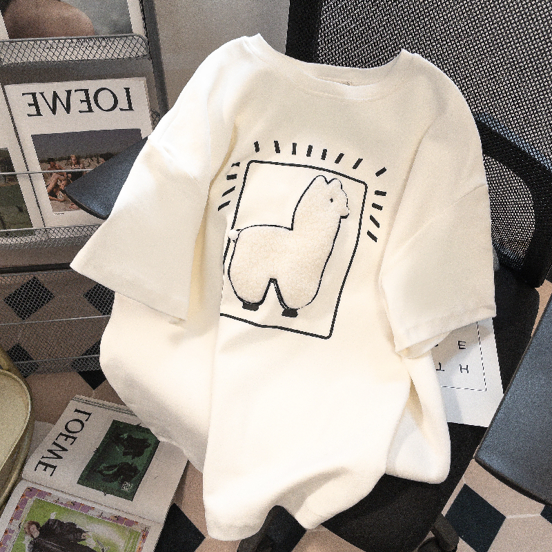 Official picture of pure cotton 210 grams combing tight back bag 240 catties large-size printed embroidered T-shirt