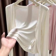 Modal cotton 2025 summer thin sunscreen top for women wearing temperament slim and versatile air conditioning blouse