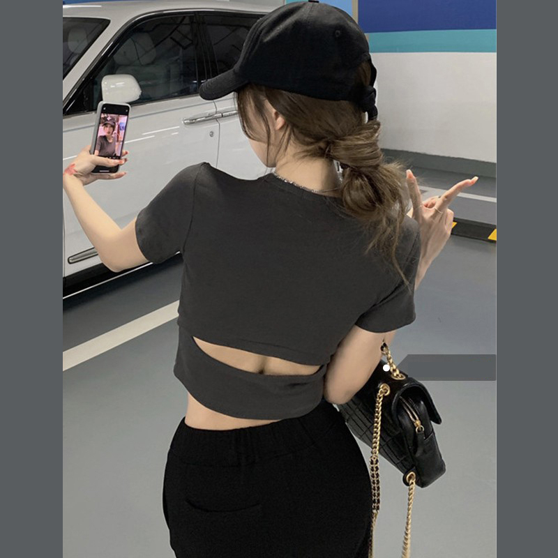 Pure cotton 92 cotton 8 spandex quality design niche sweet and spicy short T-shirt for women