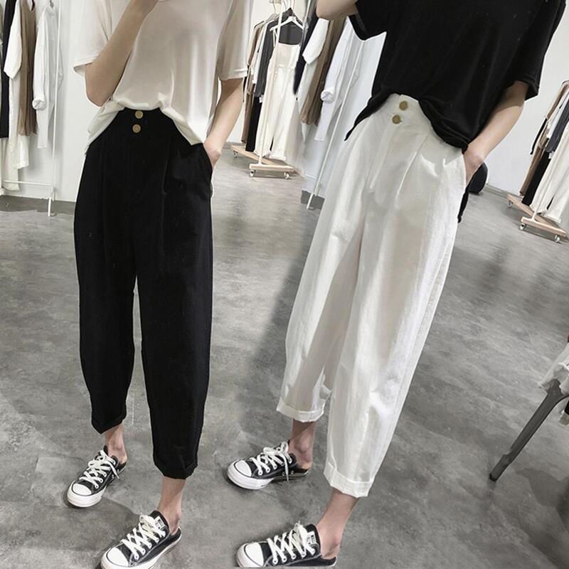 Slimming High-Waisted Elastic Summer Thin Dad Jeans for Kids and Students with Slip-on Design