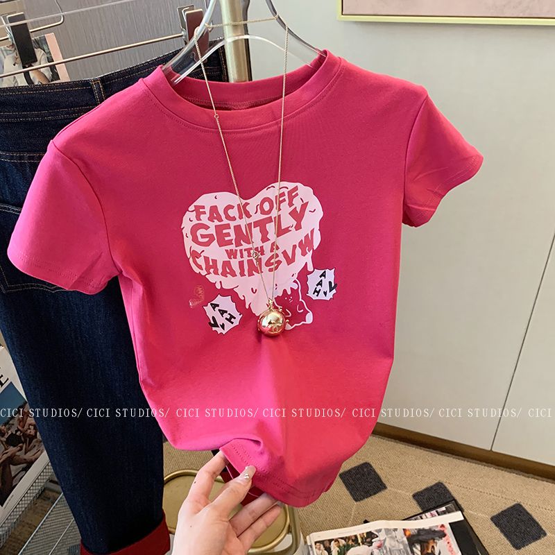 Official picture 92 cotton/8 spandex 40 210g pure cotton slim short T-shirt for women short sleeves