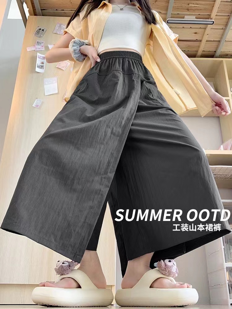 Bingsi Yamamoto skirt for women in summer thin new casual small wide-leg 8-partition trousers skirt