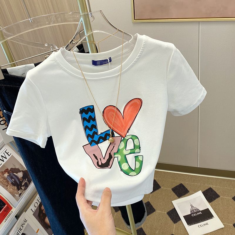 Official picture 92 cotton/8 spandex 40 210g pure cotton slim short T-shirt for women short sleeves