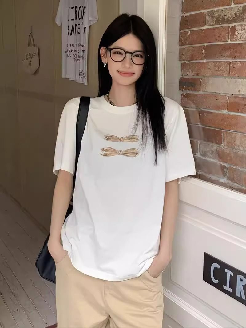 High-quality pure cotton 200g 100% cotton combed tight high-quality workmanship short-sleeved T-shirt for women