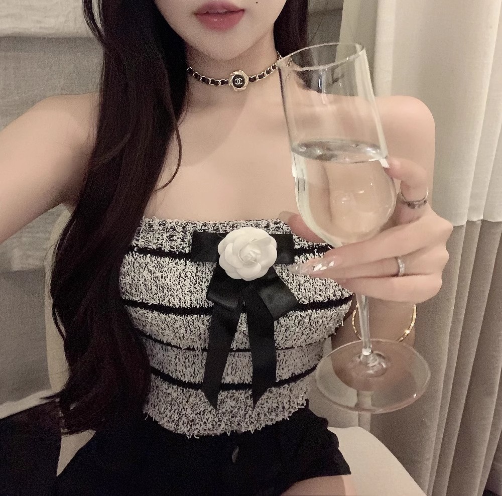 luna潞娜秋冬新品小香風設計感抹胸上衣網紅背心內搭