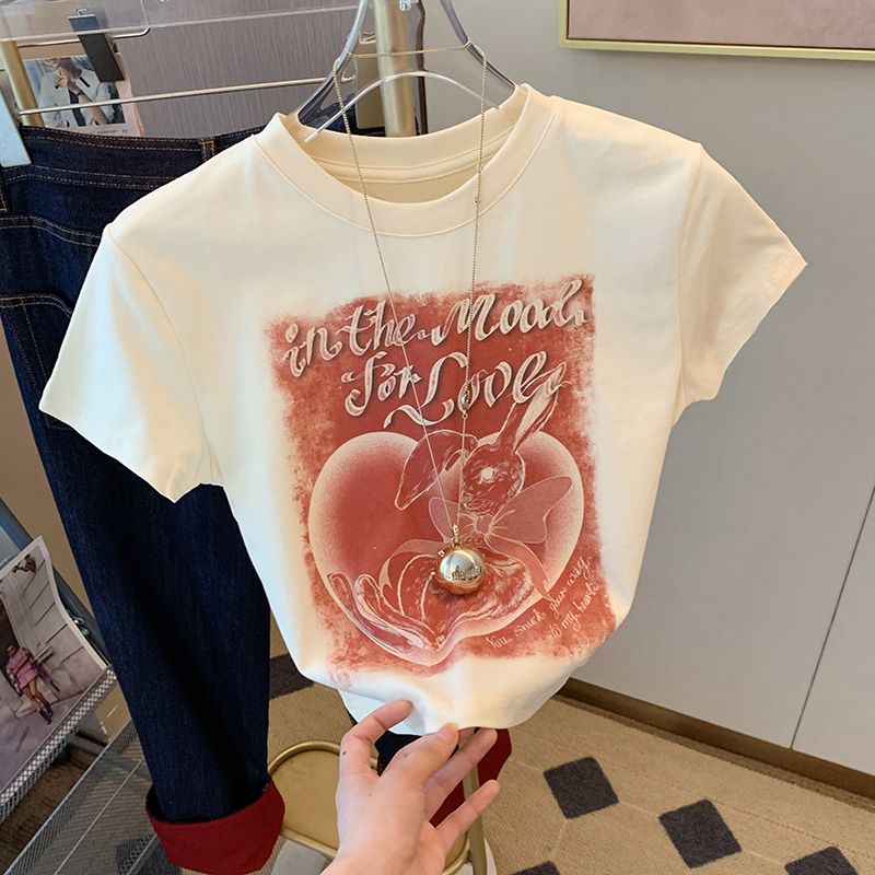 Official picture 92 cotton/8 spandex 40 210g pure cotton slim short T-shirt for women short sleeves