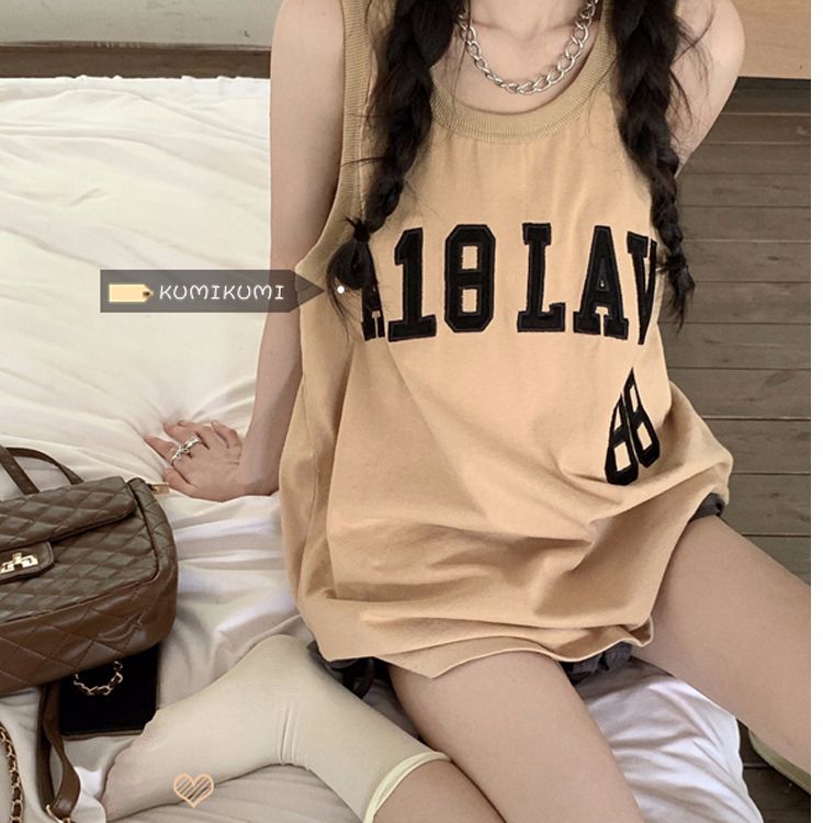 6535 cotton original knitted edge + back bag vest suspender women American retro inner sleeveless niche top trendy