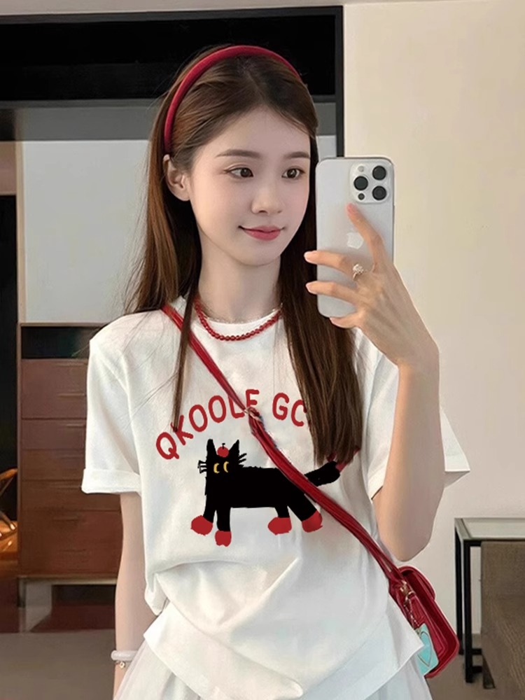 High-quality pure cotton 200g 100% cotton combed tight high-quality workmanship short-sleeved T-shirt for women