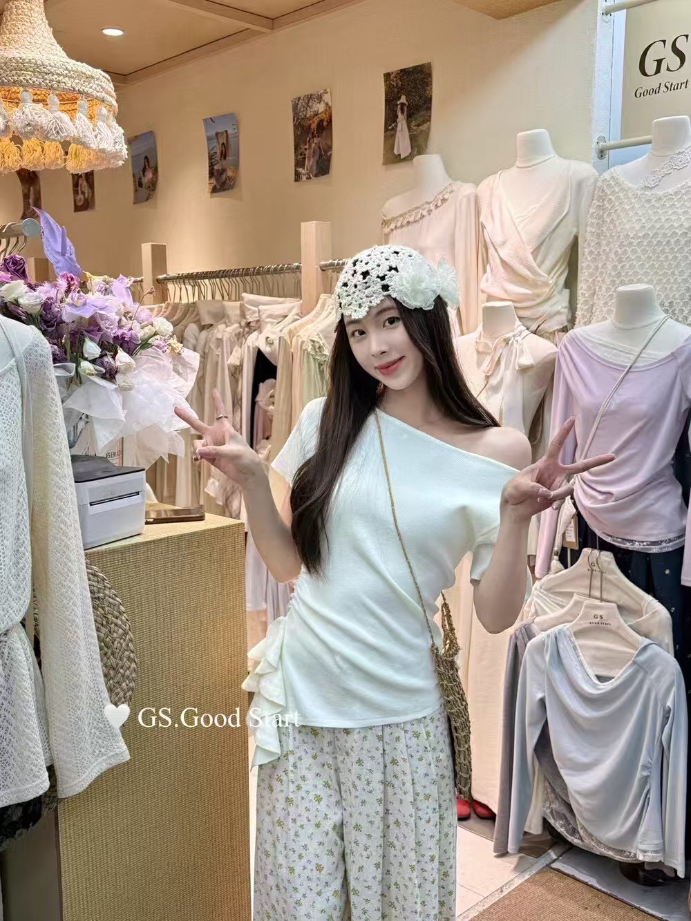 新品氧氣甜妹春夏荷葉飄帶設計感多色短袖針織衫