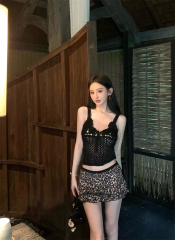 Real shots, fashionable ~ design sexy hot girl crochet knitted sweater suspender vest