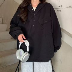 Pure cotton work jacket for women's spring and autumn thin American high street hooded jacket pullover sweatshirt