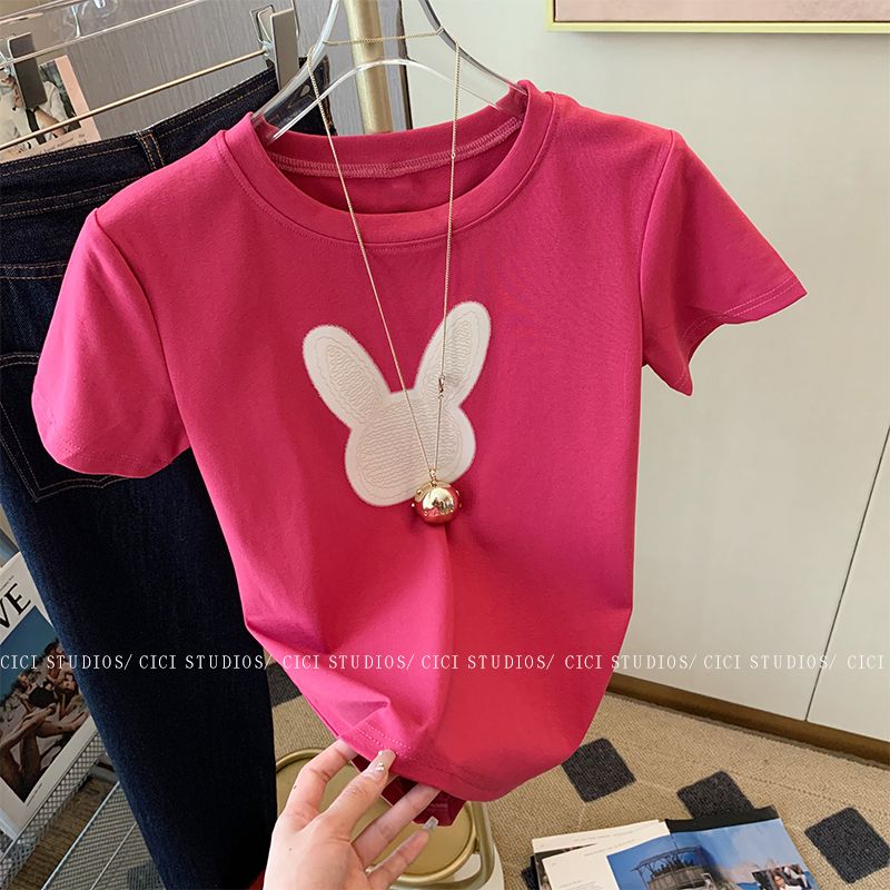 Official picture 92 cotton/8 spandex 40 210g pure cotton slim short T-shirt for women short sleeves