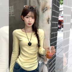 Sweet and spicy gentle style long-sleeved women's bow printed slim body dress fashionable and age-reducing chic T-shirt