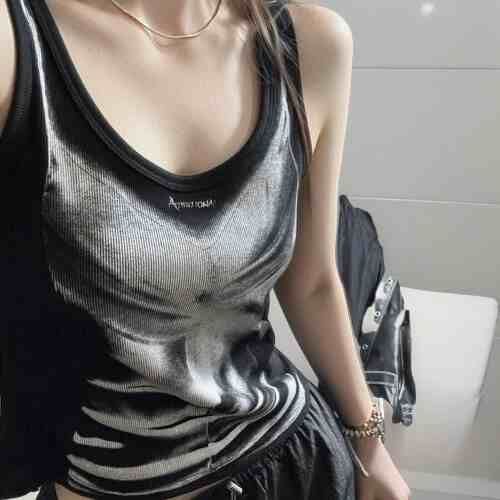 American hot girl street-fried contrasting print design vest for women in summer fashion trendy slim short base top