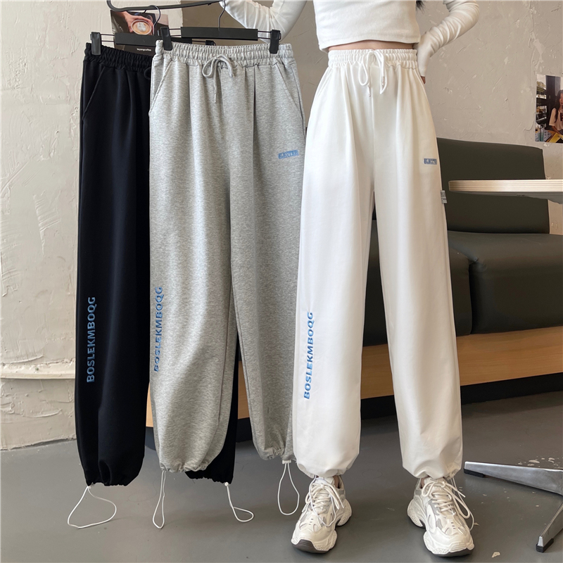 - Real-life spring new loose drawstring wide-leg tying casual pants for women's sweatpants trendy