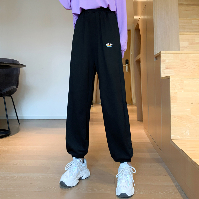 -Real shot 65/35 Fish Scale Spring New Loose Foot-Tie Casual Pants Women's Waiter Trendy Trendy