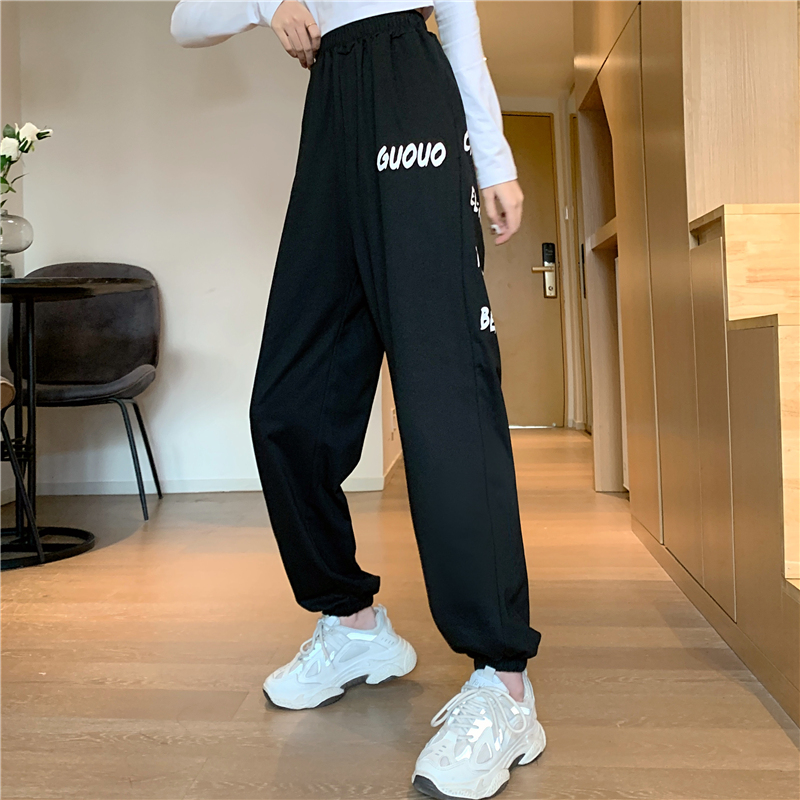-Real shot 65/35 fish scale new wide-leg loose footprint casual women's sweatpants