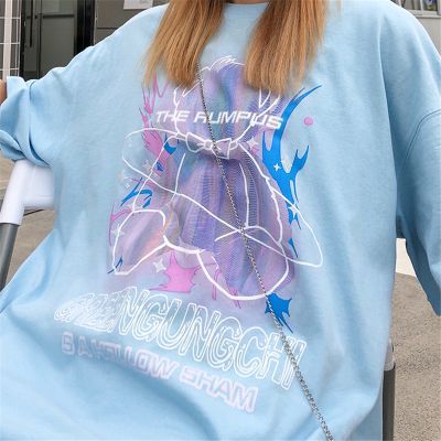 Baby blue short-sleeved T-shirt for women's summer 20254 Korean version of ins trendy loose design niche bear print top