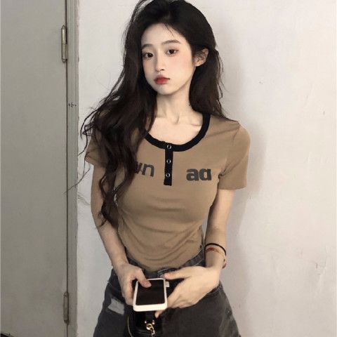 Ribbed summer hot girls' unique slim drawstring short top