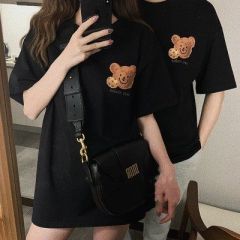 Internet celebrity couple outfits ins super hot summer new trendy mid-length short-sleeved T-shirt niche design T-shirt