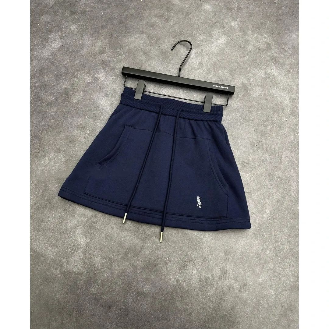 Korean niche design sports drawstring spliced ​​letter casual skirt
