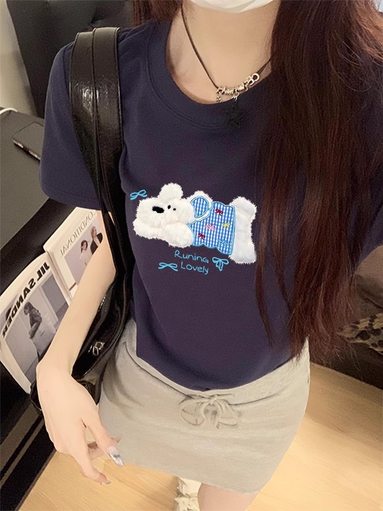 High-quality pure cotton 210g 40 pieces Odale 92 cotton 8 spandex printed hot girl slim short-sleeved T-shirt for women