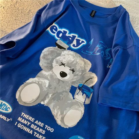 Klein Blue Bear Short-sleeved T-shirt for Women in Summer Ins Trend 2025 New Design Sense Niche Half-sleeved T-shirt Top