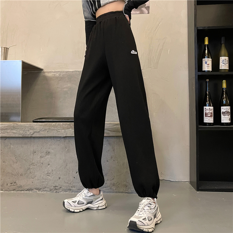 -Real shot 6535 Minnie new spring loose wide-leg tying casual pants for women