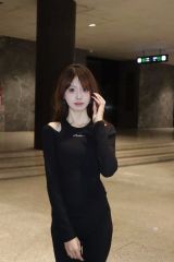 92 cotton/8 spandex 40 220g pure cotton embroidered letters off-shoulder long-sleeved T-shirt for women