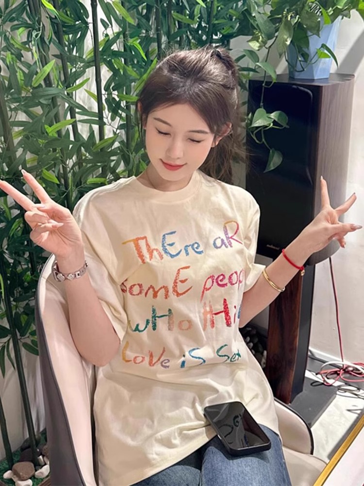 High-quality pure cotton 200g 100% cotton combed tight high-quality workmanship short-sleeved T-shirt for women