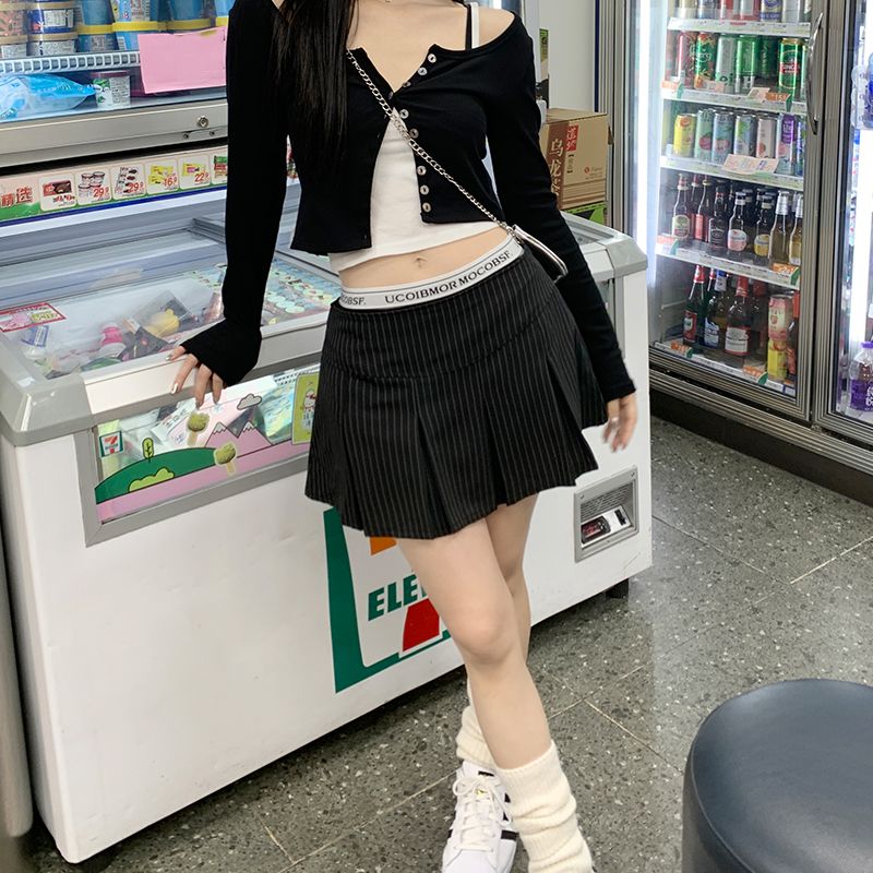 Fashionable new high-waisted slim design and hot girl hip pleated skirt