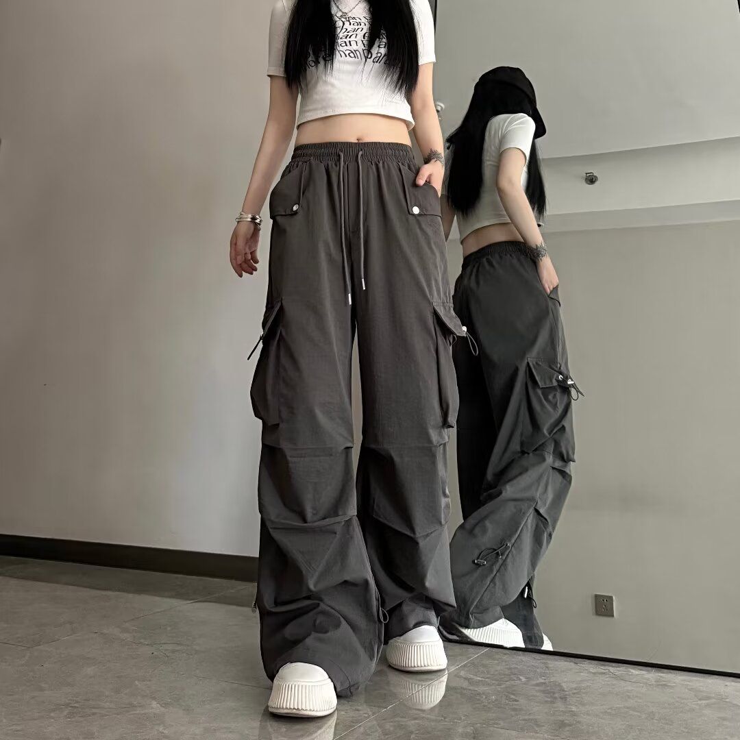 White work pants for women American hipphop trendy high street hip hop jazz dance pants sports casual pants