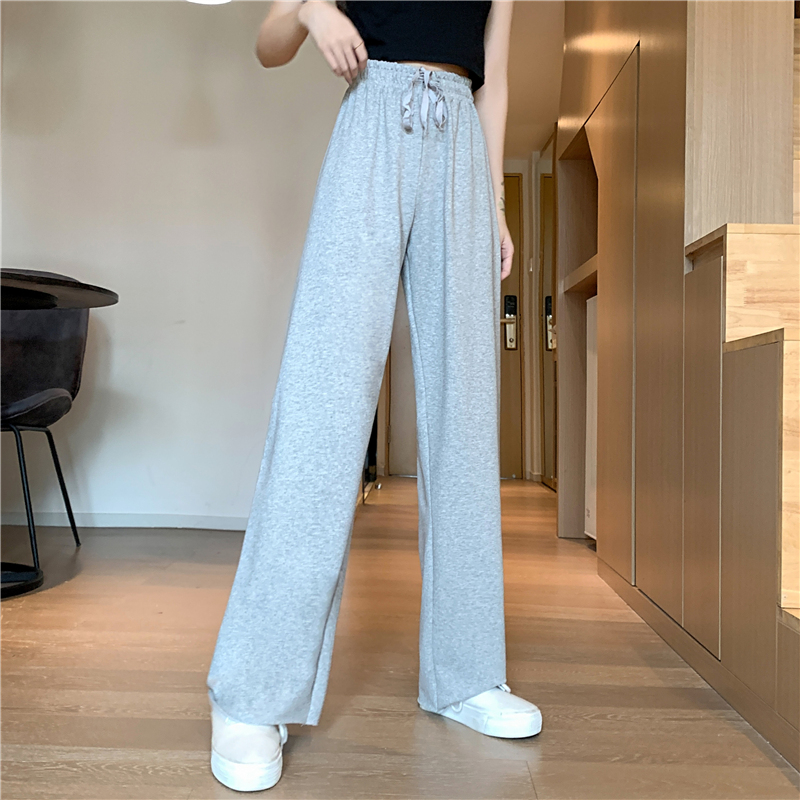 -Real shot of 65/35 fish scales, wide legs, high waist drooping, slimming, versatile casual sports pants