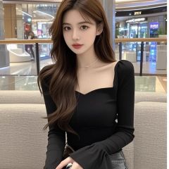 Sweet and spicy top for women, slim and rich, rich, long-sleeved gentle and beautiful T-shirt