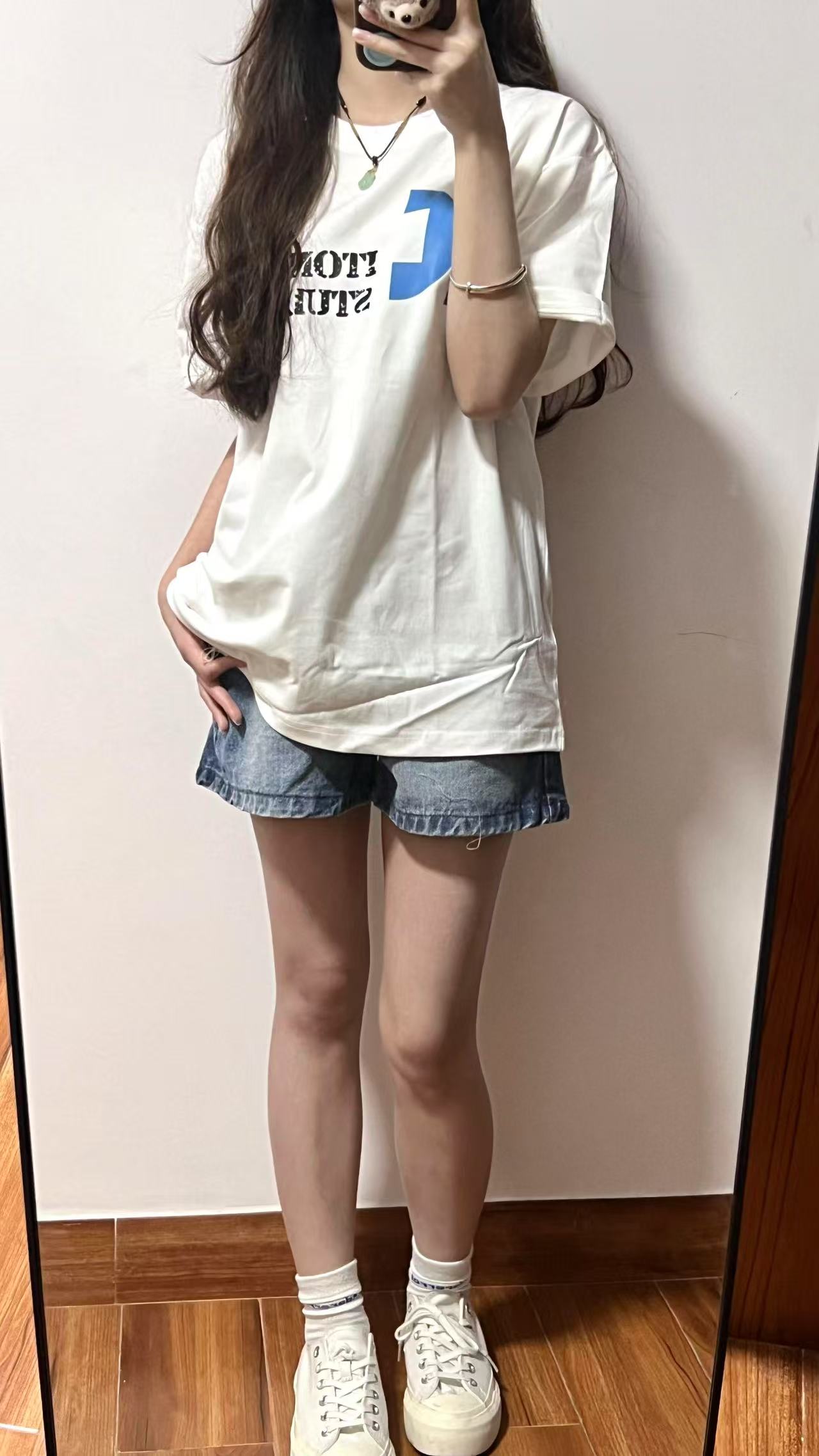 High-quality pure cotton 200g 100% cotton combed tight high-quality workmanship short-sleeved T-shirt for women