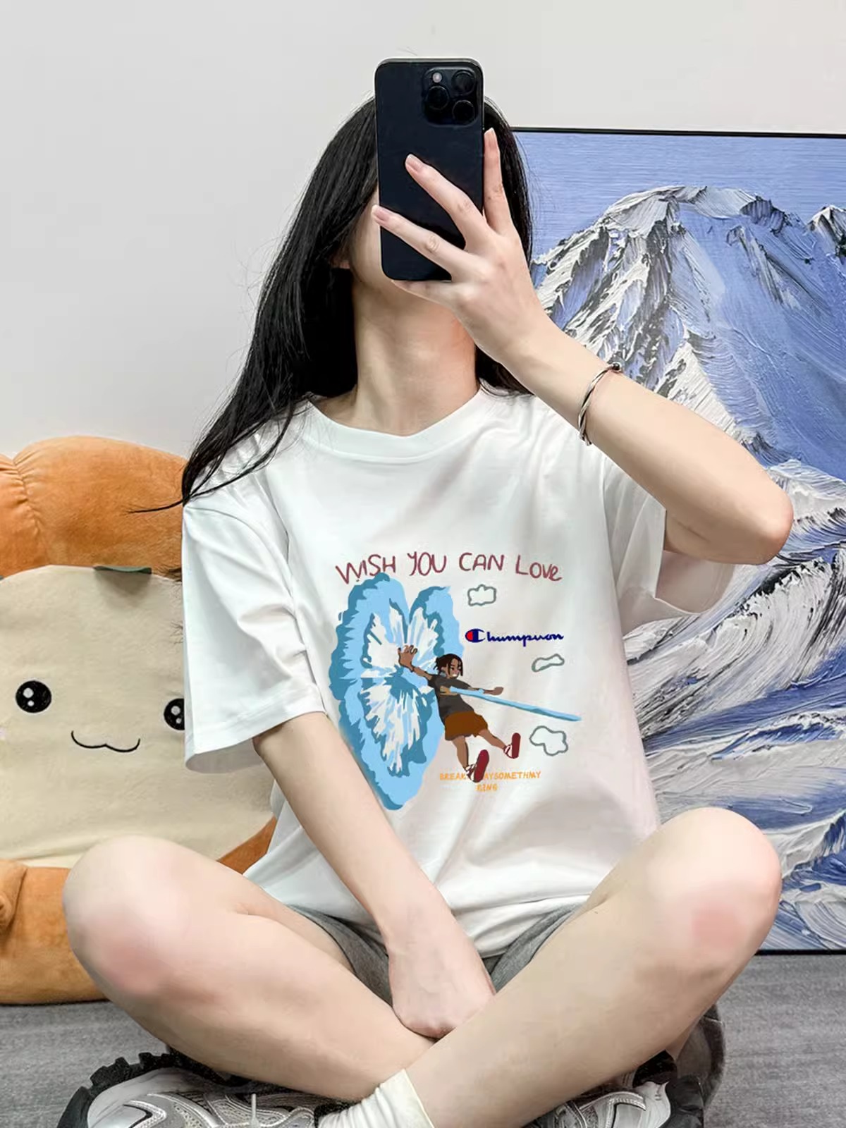 High-quality pure cotton 200g 100% cotton combed tight high-quality workmanship short-sleeved T-shirt for women