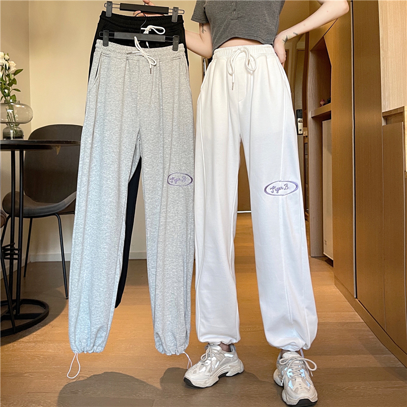 -Real shot 65/35 fish scale new wide-leg loose foot casual pants for women's wardrobe pants