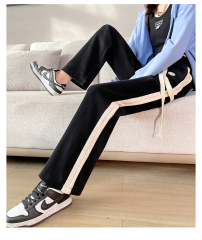 -Official Photo New spring webbing spliced ​​loose wide-leg casual pants for women's wardrobe