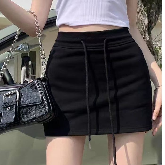 High waist covering flesh to prevent exposure pure desire summer sexy slim drawstring skirt casual hip-pack skirt
