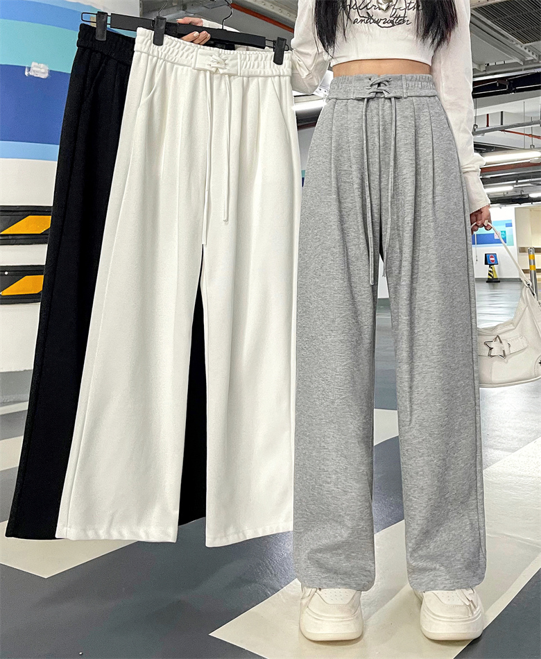 - Real-life spring new wide-leg high-waist drooping slimming and versatile casual sports pants