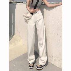 Women's 2025 new high-waist loose slim drooping design small wide-leg floor-slim pants