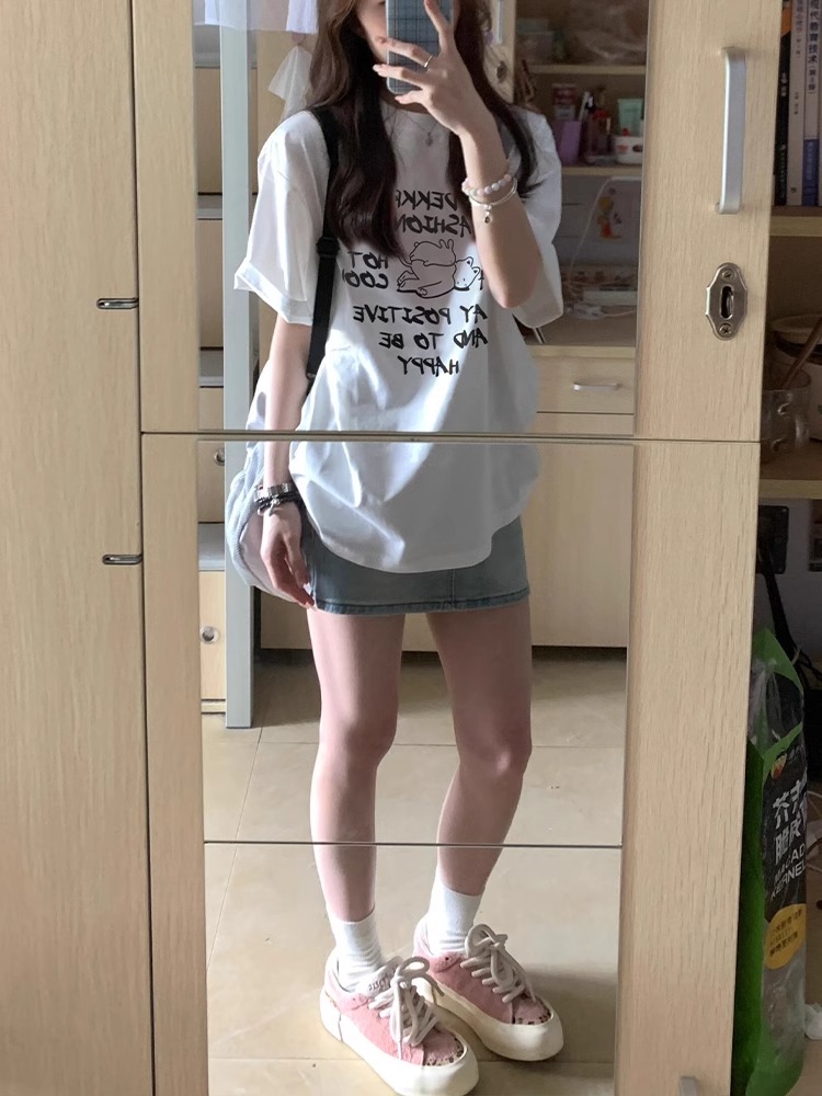 High-quality pure cotton 200g 100% cotton combed tight high-quality workmanship short-sleeved T-shirt for women