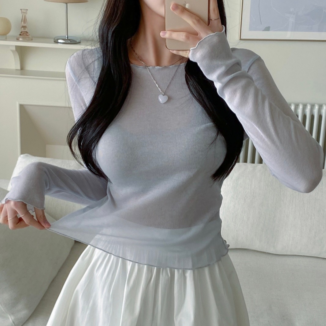 Korean chic pullover thin long-sleeved sun protection top