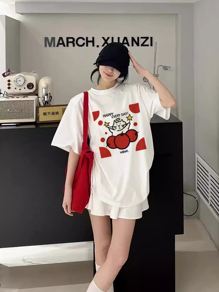 High-quality pure cotton 200g 100% cotton combed tight high-quality workmanship short-sleeved T-shirt for women